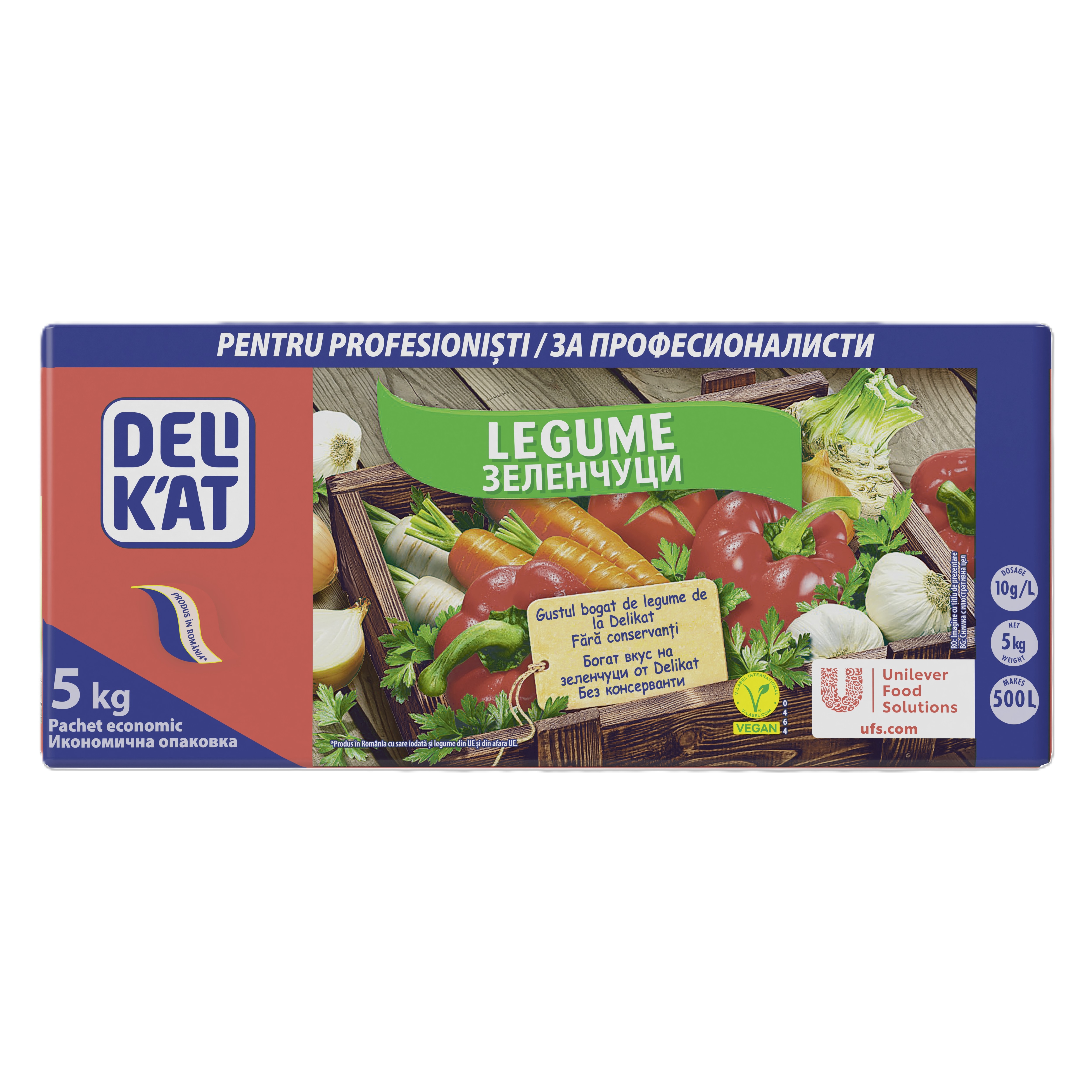 Delikat Зеленчуци 5кг - С 1кг зеленчукова база за бульон Деликат, може да овкусиш 100л от твоята супа или ястие!